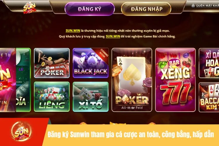 Đăng ký Sunwin tham gia cá cược an toàn, công bằng, hấp dẫn